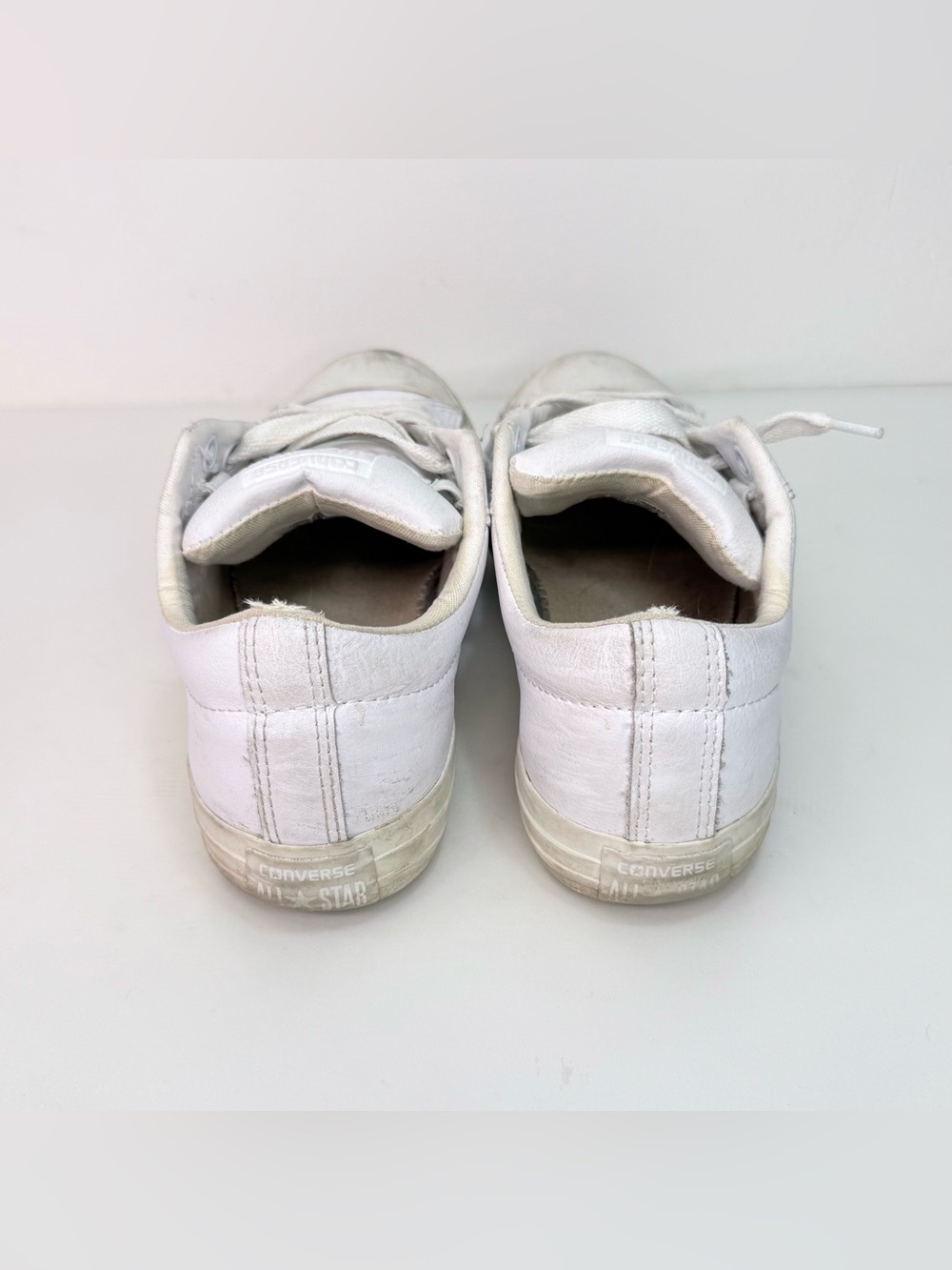 Converse Chuck Taylor All Star all Leather White Low-Top Sneakers - Picture 4 of 6